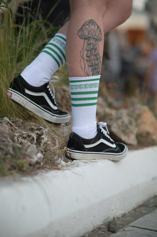 White Green Socks